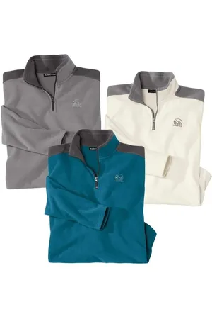 Atlas For Men Heren microfleece trui met halve rits (pack of 3)