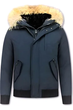 Enos Korte winterjas met bontkraag