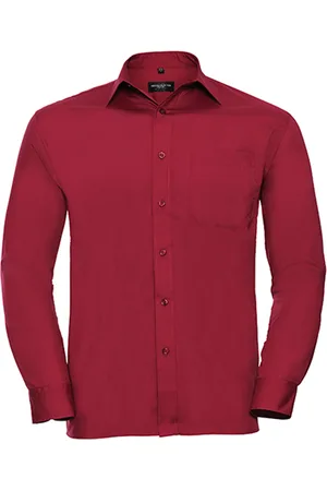 Russell Athletic Heren klassiek polycotton overhemd met lange mouwen