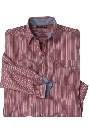 Atlas For Men Heren gestreept poplin overhemd