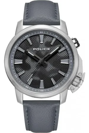 Police Leren horloge met stijlvolle zwart wijzerplaat