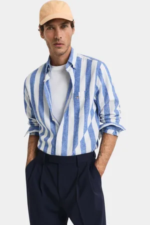 GANT Casual hemd lange mouw reg cotton linen bold stripe 3250043/407
