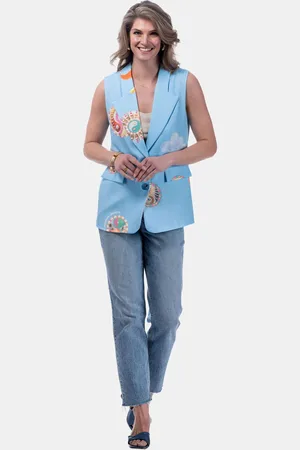 MUCHO GUSTO ® gilet zanè lichtblauw klimaat patchwork