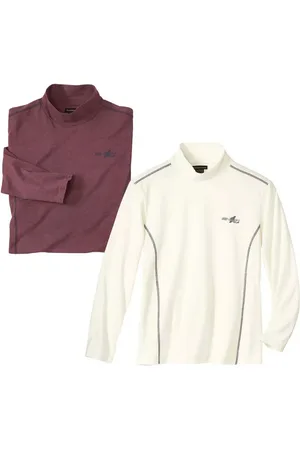 Atlas For Men Effen schildpad hals top heren (set van 2)
