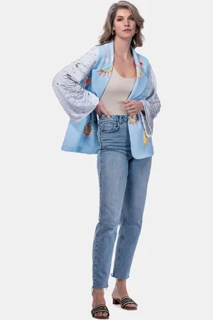 MUCHO GUSTO ® blazer zanè lichtblauw citroen klimaat print