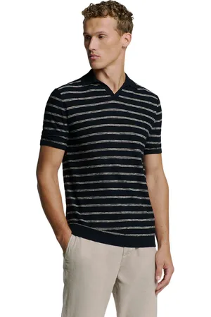 No Excess Pullover short sleeve polo v stripe night