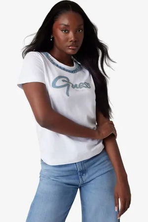 Guess Dames t-shirt jeans chain