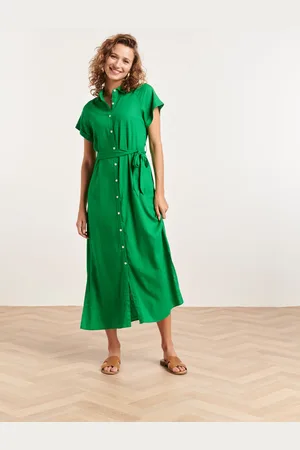 Smashed Lemon 24348 groene ademende zomer shirtjurk