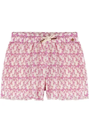 NoNo Zomer short meisjes fresia aop bloemen, plisse, jersey sunny
