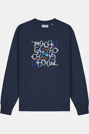 MUCHO GUSTO ® amsterdam trui blauw met sjaal illustraties