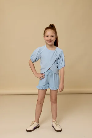 LOOXS Revolution Short light blue viscose/linnen voor meisjes in de kleur
