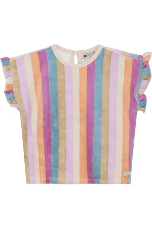 Daily7 Zomer t-shirt s/s meisjes burgundy terry streep