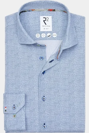R2 Amsterdam Casual hemd lange mouw mini print on japanese knitte 128.wsp.002/014