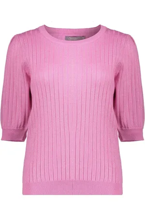 Geisha Pullover rib short sleeves lurex pink