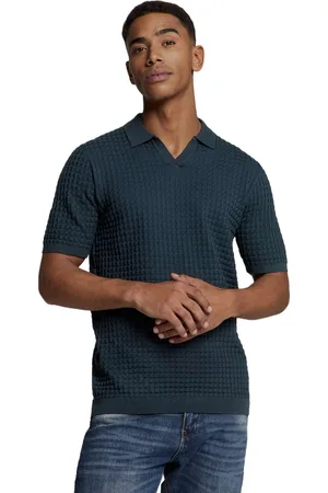 No Excess Pullover short sleeve polo v solid night