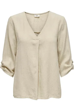 JACQUELINE DE YONG Say 3/4 linen v-neck top