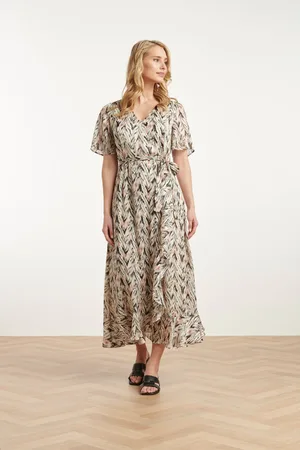 Smashed Lemon 25078 chiffon overlap maxi jurk met , graphic print |