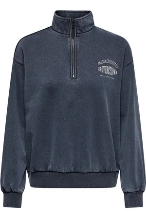 ONLY Onlhenrietta ls half zip print swt antraciet
