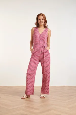 Smashed Lemon 24444 retro grafische print jumpsuit wijde pijpen |