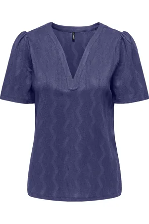 ONLY Onldia s/s v-neck pleat top cs jrs skipper blue