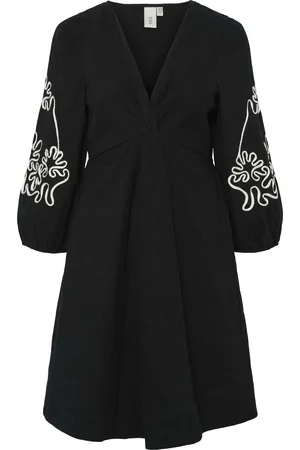 Y.A.S Yasgigga 3/4 dress black/white emb
