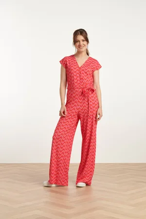 Smashed Lemon 25039 v-vormige jumpsuit met overlappende