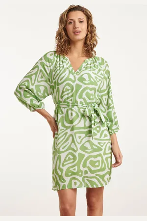 Smashed Lemon 25005 crinkle jurk met lichtte abstracte print | light