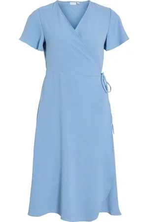 VILA Vilovie s/s wrap midi dress noos 14059666 blissful