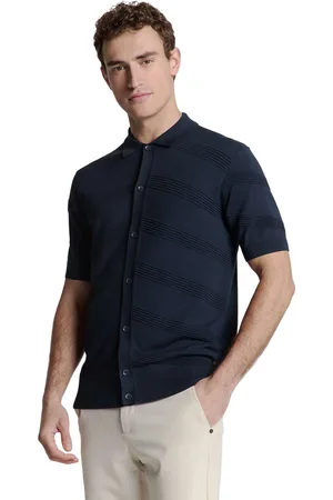 No Excess Pullover short sleeve full button p deep blue