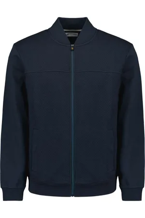 No Excess Sweater full zipper jacquard mix bo deep blue