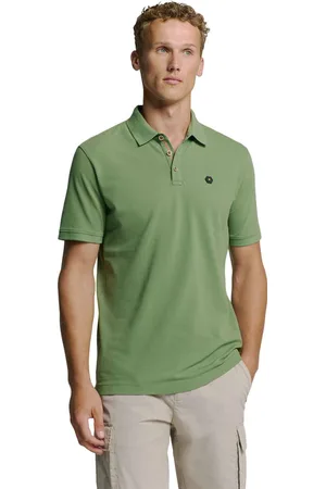 No Excess Polo pique garment dyed green