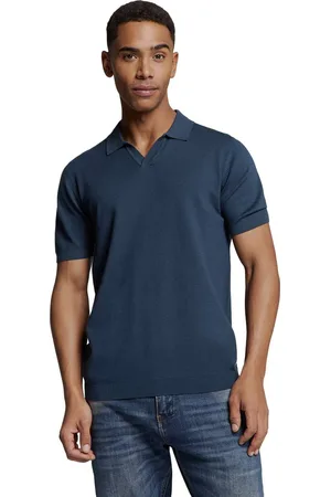 No Excess Pullover short sleeve polo v solid deep blue