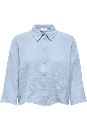 JACQUELINE DE YONG Theis life 3/4 crop shirt wvn no 15307159 soft chambray