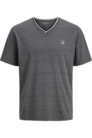 JACK & JONES Jcocontrast tee ss v-neck smu antraciet