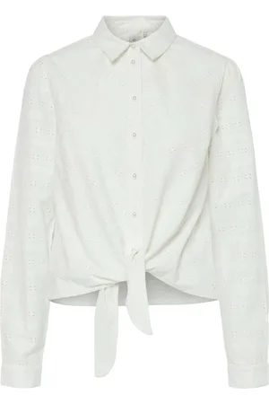 Y.A.S Yasheartly ls tie shirt s. star white