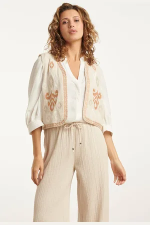 Smashed Lemon 25190 katoenen gilet met aztec borduursels | sand-off
