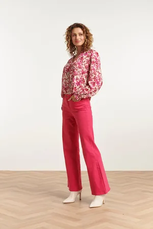 Smashed Lemon 23645 dames top met fuchsia bloemenprint |