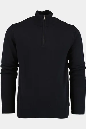 Bos Bright Blue Half zip met halve rits art-302/3527 navy