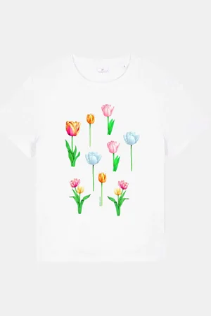 MUCHO GUSTO ® t-shirt wit tulp elegantie