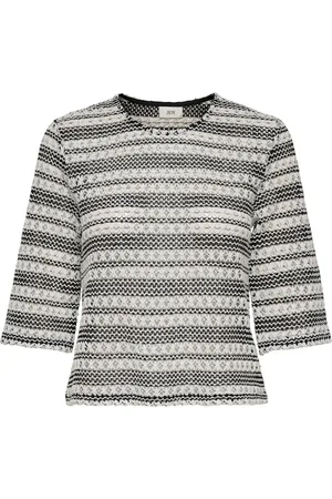 JACQUELINE DE YONG Elly s/s stripe top jrs 15351676 cloud dancer