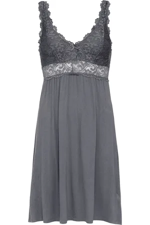 by Louise Slipdress dames nachthemd met kant donker