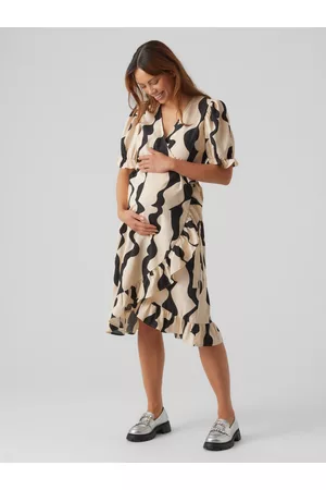 Mama Licious Dames Jurken met korte mouw - Regular Fit V-hals Manchetten Met Elastiek Normale Mouwen Korte Jurk