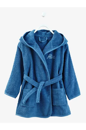 Vertbaudet Kinderbadjas met capuchon blauw denim