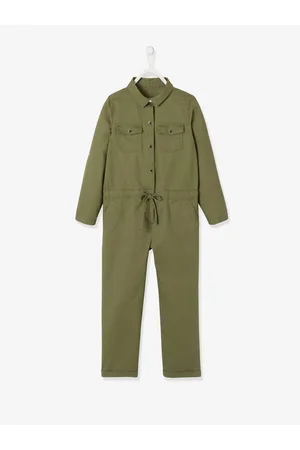 Vertbaudet Lange meisjesjumpsuit in soepelvallende stof mosgroen
