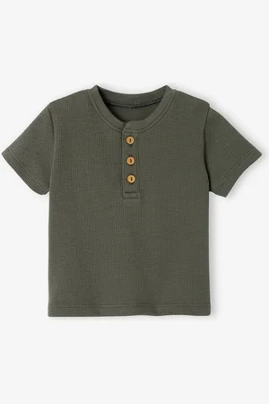 Vertbaudet Tunesisch baby-T-shirt met smokwerk kaki
