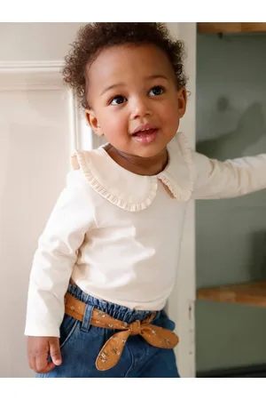 Vertbaudet Baby T-shirt met lange mouwen en claudinekraag lichtbeige