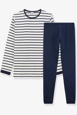 Petit Bateau Gestreepte pyjama jongen ecru