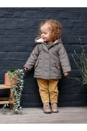 Vertbaudet Babyjas met capuchon geruit bruin