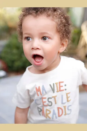 Vertbaudet Baby-T-shirt "paradis" korte mouwen ecru