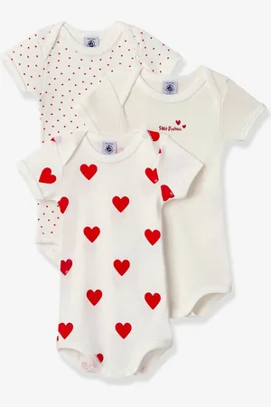 Petit Bateau Set van 3 rompertjes met korte mouwen van biologisch katoen wit